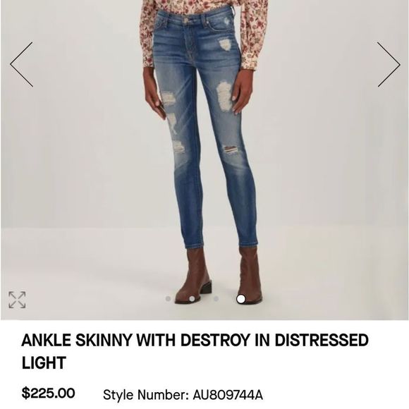 7 For All Mankind 24 The Ankle Skinny Distressed 7FAM Women's Designer Jeans - Picture 2 of 16